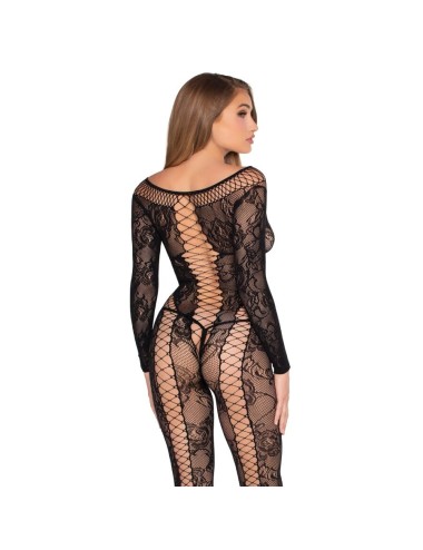 LEG AVENUE - 89369 COMBINAISON EN RÉSILLE ET DENTELLE NOIRE - TAILLE UNIQUE