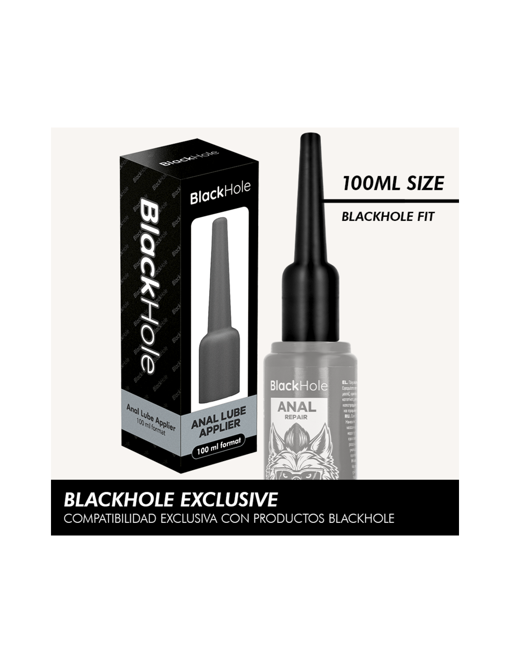 BLACK HOLE - APPLICATEUR DE LUBRIFIANT ANAL TAILLE L 100 ML