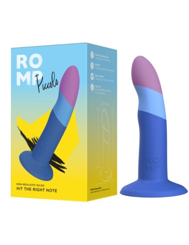 ROMP - PICCOLO GODEMICHET EN SILICONE AVEC VENTOUSE TRICOLORE 14 CM