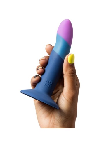 ROMP - PICCOLO GODEMICHET EN SILICONE AVEC VENTOUSE TRICOLORE 14 CM