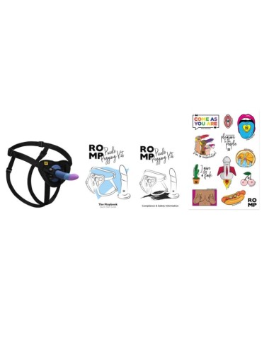 ROMP - PICCOLO GODEMICHET EN SILICONE AVEC VENTOUSE TRICOLORE 14 CM