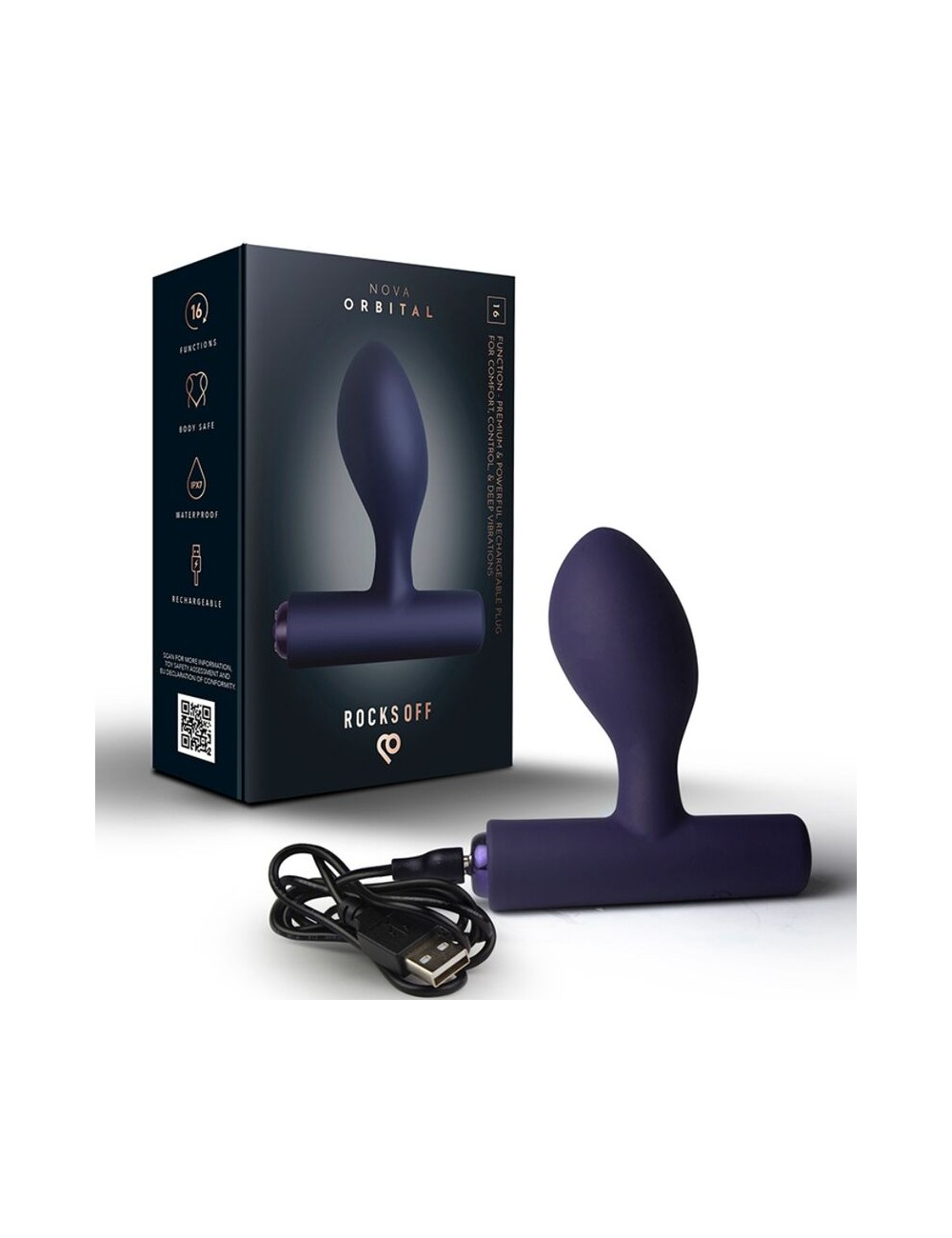 ROCKS-OFF - MINI BAGUETTE RECHARGEABLE 16 FONCTIONS ROSE PIVOINE