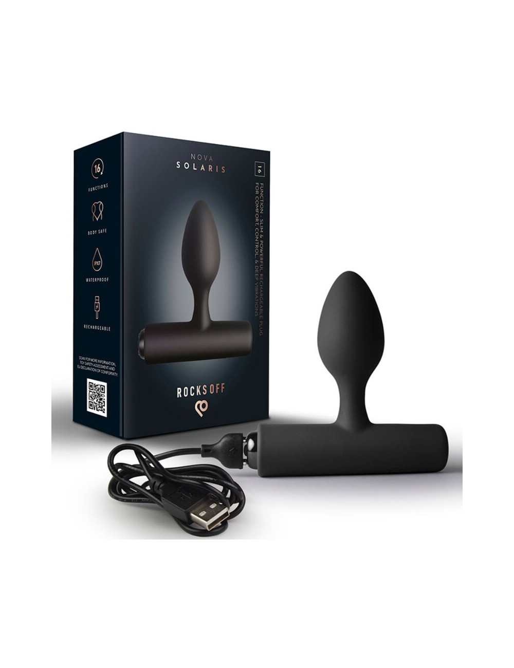 ROCKS-OFF - MINI BAGUETTE RECHARGEABLE 16 FONCTIONS ROSE PIVOINE