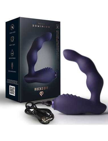 ROCKS-OFF - MINI BAGUETTE RECHARGEABLE 16 FONCTIONS ROSE PIVOINE