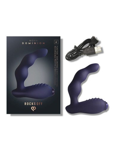 ROCKS-OFF - MINI BAGUETTE RECHARGEABLE 16 FONCTIONS ROSE PIVOINE