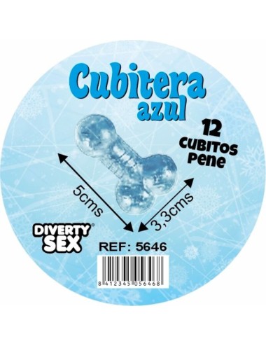 DIABLO PICANTE - 12 PÉNIS EN SILICONE DUR POUR SEAU À GLACES SUSPENDU BLEU