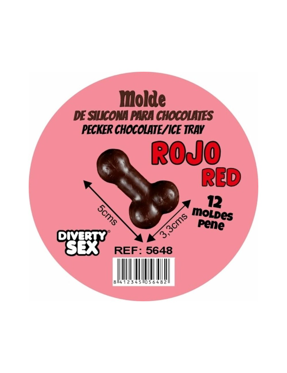 DIABLO PICANTE - MOULE À CHOCOLAT AVEC 12 PÉNIS EN SILICONE À SUSPENDRE ROUGE