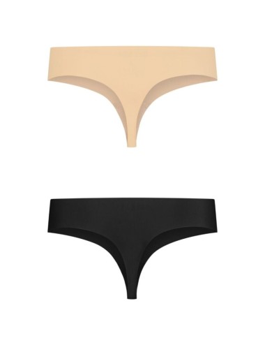 BYE-BRA - PACK 2 TANGAS INVISIBLES BEIGE Y NEGRO TALLA L
