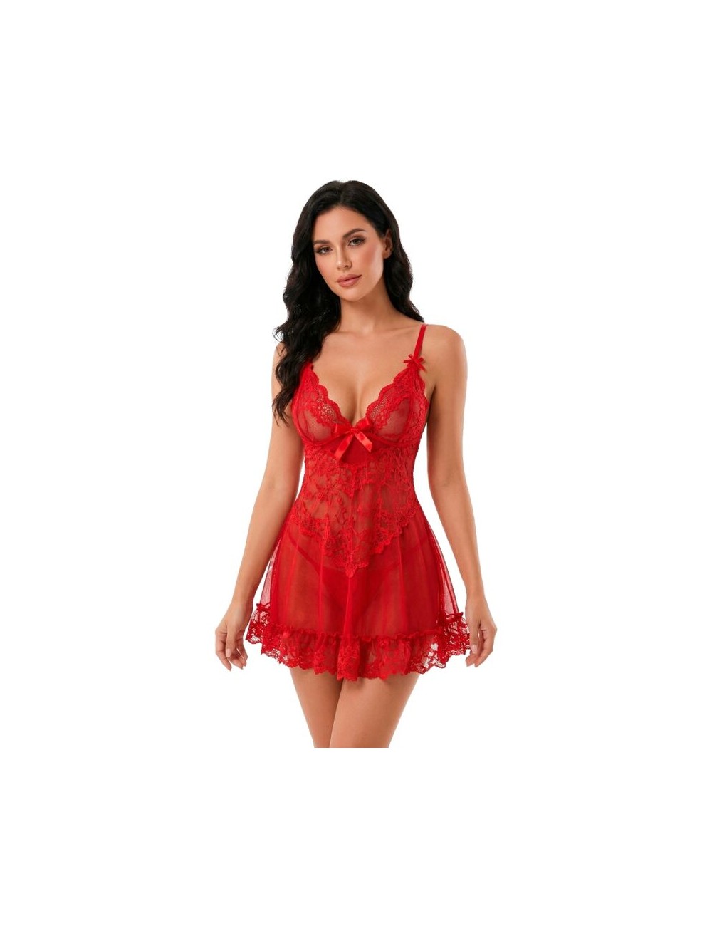 LIVCO CORSETTI FASHION - ENSEMBLE NUIT T-SHIRT + CULOTTE ROUGE 2028 S/M