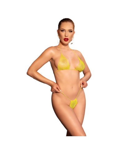 CHILIROSE - CR 4898 BIKINI STRASS JAUNE TAILLE UNIQUE