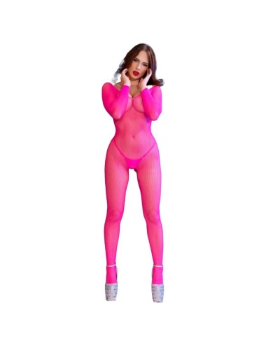 CHILIROSE - CR 4894 BODYSTOCKING EN RÉSEILLE ROSE NÉON S/M