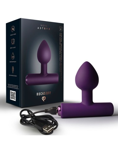 ROCKS-OFF - MINI BAGUETTE RECHARGEABLE 16 FONCTIONS ROSE PIVOINE