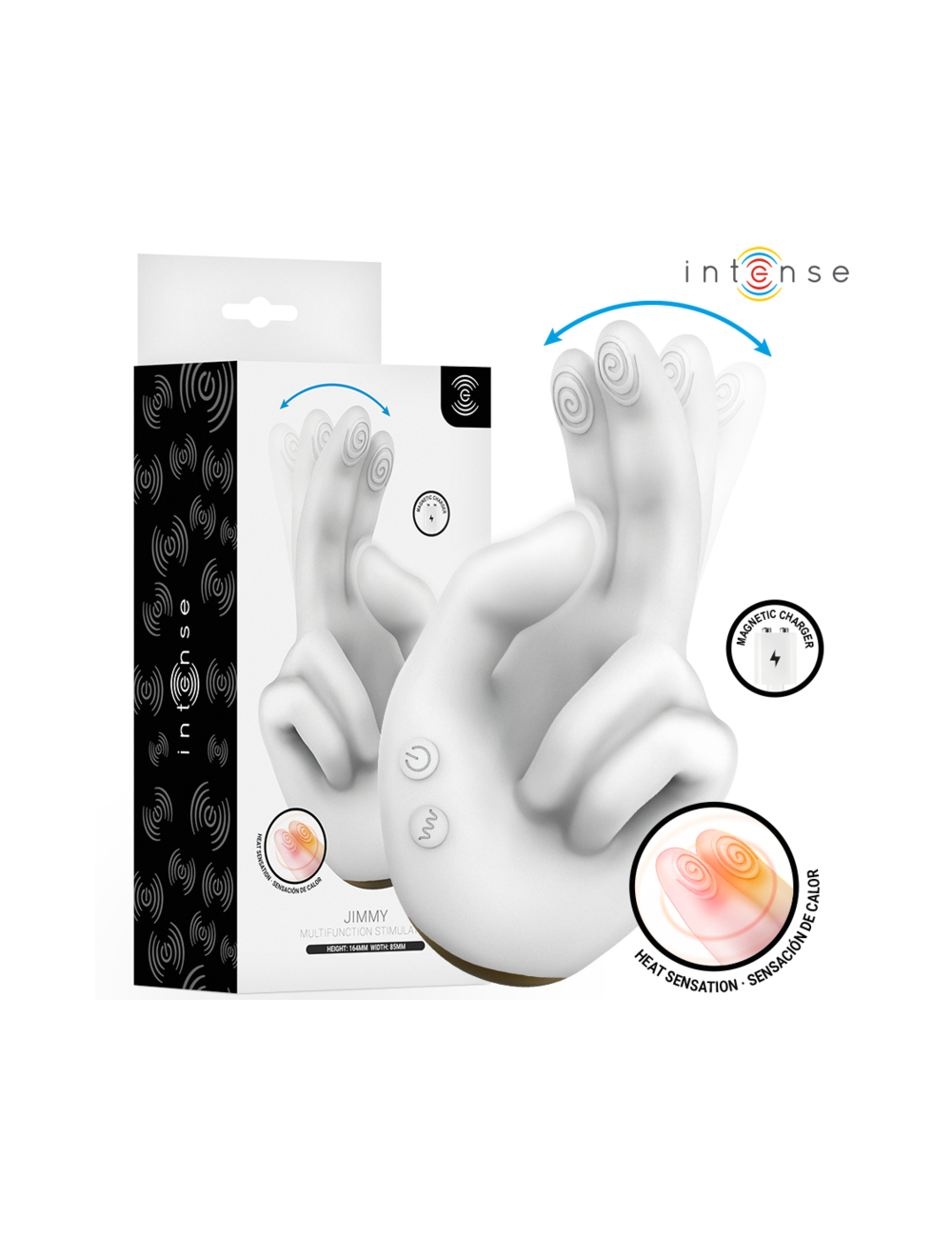 INTENSE - JIMMY STIMULATEUR MULTIFONCTION EN FORME DE MAIN AVEC VIBRATION ET CHALEUR