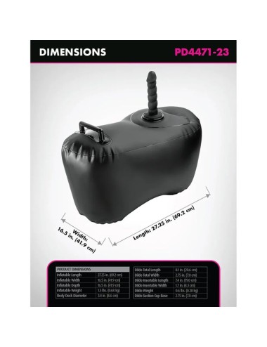 FETISH FANTASY SERIES - BODY DOCK SIÈGE GONFLABLE AVEC GODEMICHET 69,2 CM NOIR