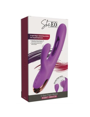 SHE.E.O - VIBRATEUR POINT G LAPIN AVEC MOUVEMENT NUMÉRIQUE VIOLET