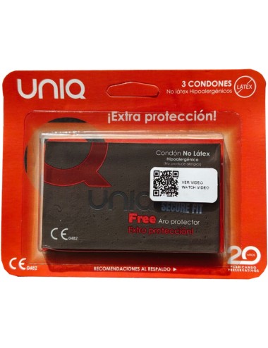 UNIQ - PRÉSERVATIFS SANS LATEX SECURE FIT 3 UNITÉS
