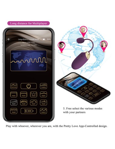 PRETTY LOVE - VIBRATEUR ŒUF À PROFONDEUR KLAY CONTRÔLÉ PAR APPLICATION VIOLET