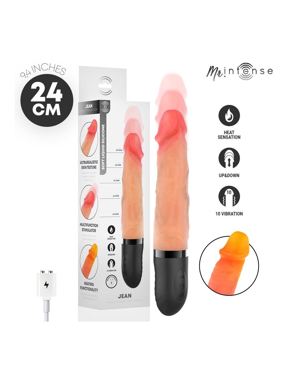 MR INTENSE - JEAN VIBRATEUR HAUT ET BAS AVEC EFFET CHAUFFANT 24 CM -Ø- 3