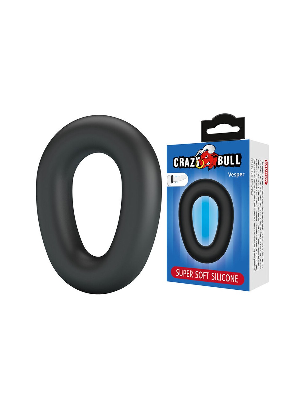 CRAZY BULL - VESPER ANNEAU PÉNAL EN SILICONE ULTRA DOUX NOIR