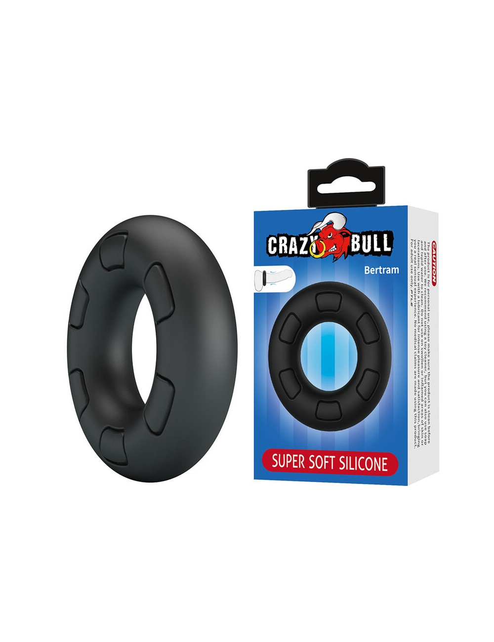 CRAZY BULL - ANNEAU PÉNAL EN SILICONE SUPER DOUX BERTRAM NOIR