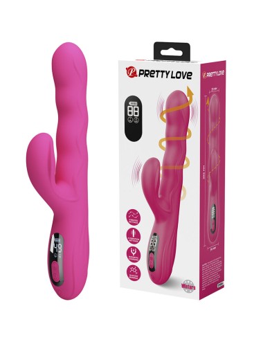 PRETTY LOVE - VIBRATEUR LAPIN MULTIFONCTION WINTERS AVEC AFFICHAGE LED ROSE