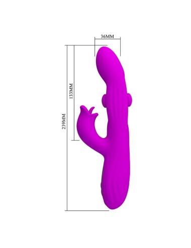 PRETTY LOVE - VIBRATEUR OSCILLANT LAPIN YALANDA AVEC AFFICHAGE LED VIOLET