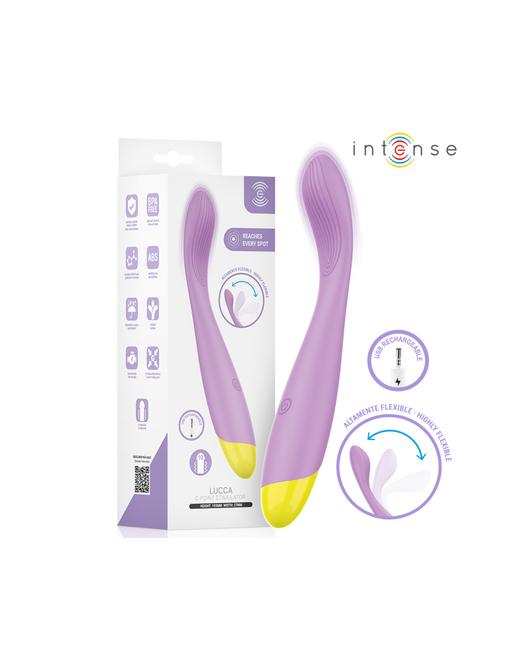 INTENSE - LUCCA STIMULATEUR DE POINT G FLEXIBLE RECHARGEABLE PAR USB