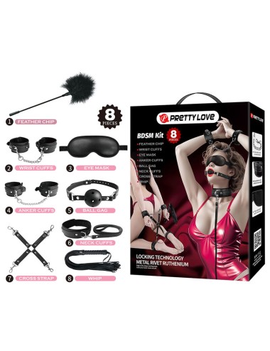 PRETTY LOVE - KIT BDSM 8 PIÈCES NOIR