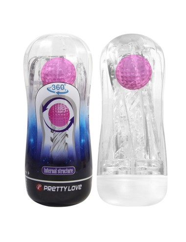 PRETTY LOVE  - COUPE DE MASTURBATION TEXTURÉE À 360° TRANSPARENTE