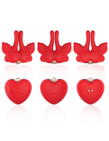 ARMONY - PINCES À TÉTONS MAGNÉTIQUES À VIBRATION FORME PAPILLON ROUGES