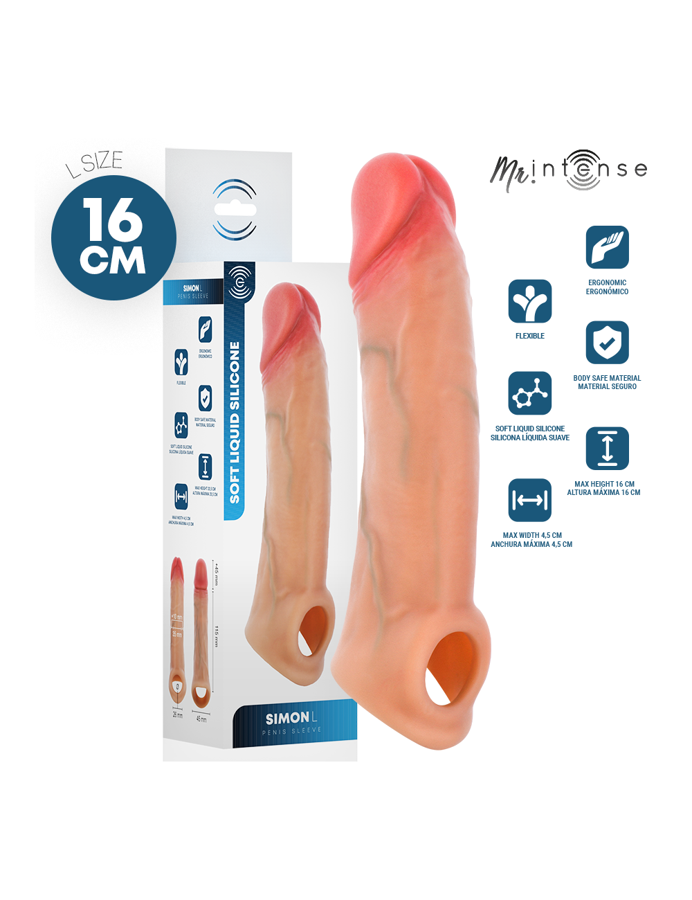 MR INTENSE - SIMON L PROTECTION PÉNALE EN SILICONE 16 CM -Ø- 4