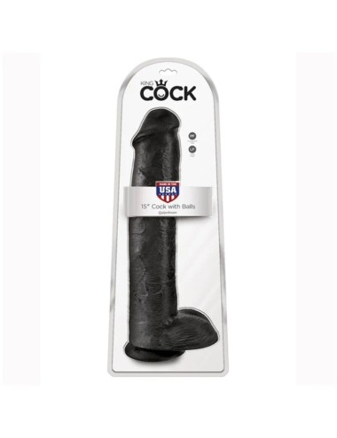 KING COCK - GODEMICHET RÉALISTE AVEC TESTICULES 38 CM NOIR