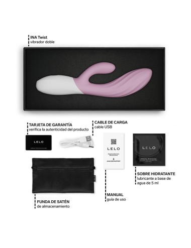 LELO - INA TWIST DOUBLE VIBRATEUR LAPIN POUR LE POINT G ET LE CLITORIS ROSE