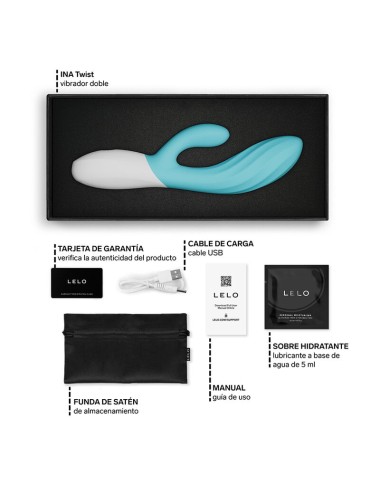 LELO - INA TWIST DOUBLE VIBRATEUR LAPIN POUR LE POINT G ET LE CLITORIS BLEU
