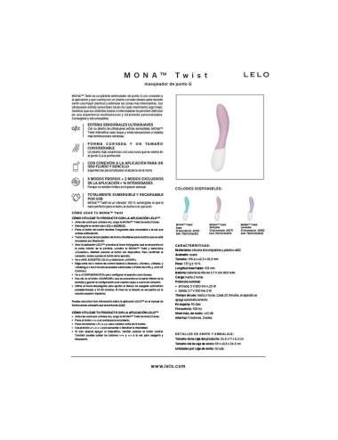 LELO - MONA TWIST VIBRATEUR POINT G RECHARGEABLE CONTRÔLÉ PAR APPLICATION LAVANDE