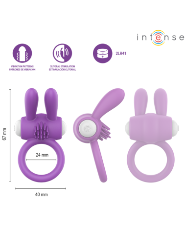 INTENSE - ANNEAU PÉNIS VIBRANT HOPPS AVEC STIMULATION CLITORIALE VIOLETTE