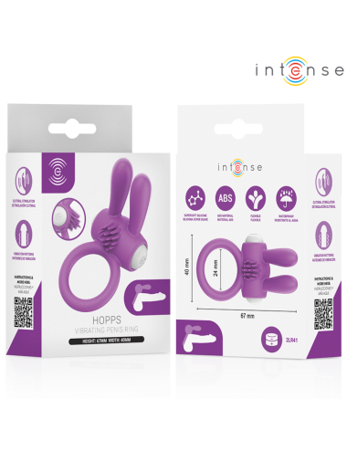INTENSE - ANNEAU PÉNIS VIBRANT HOPPS AVEC STIMULATION CLITORIALE VIOLETTE