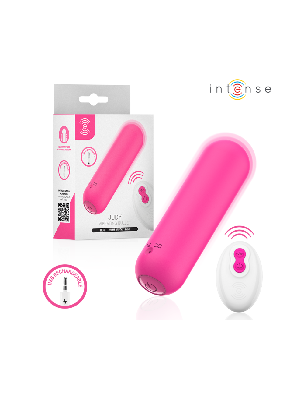 INTENSE - JUDY VIBRANTE RECHARGEABLE AVEC TÉLÉCOMMANDE ROSE