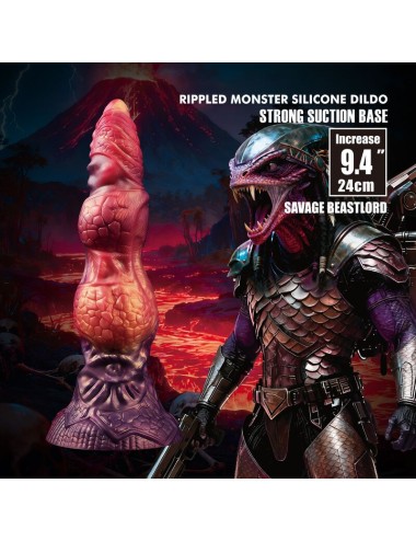 POWER MONSTERS - SAVAGE BEASTLORD TRICOLOR FANTASY GODEMICHET EN SILICONE 24 CM Ø 5 CM