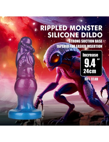 POWER MONSTERS - RIFT TITAN BICOLORE GONFLABLE EN SILICONE FANTASTIQUE 24 CM Ø 5 CM