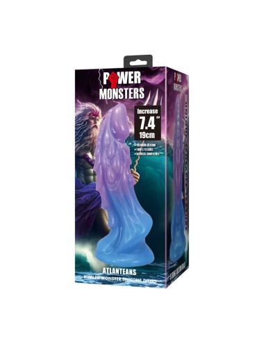 POWER MONSTERS - ATLANTIENS GODEMICHET RÉALISTE AVEC VENTOUSE 19 CM Ø 5 CM BLEU ET VIOLET