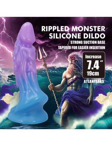 POWER MONSTERS - ATLANTIENS GODEMICHET RÉALISTE AVEC VENTOUSE 19 CM Ø 5 CM BLEU ET VIOLET