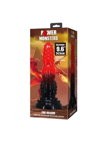 POWER MONSTERS - GODEMICHÉ FANTAISIE DRAGON DE FEU AVEC VENTOUSE 24