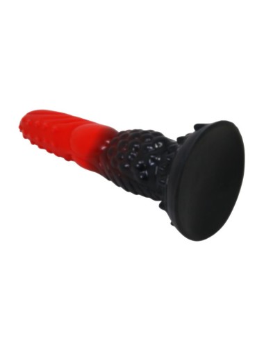 POWER MONSTERS - GODEMICHÉ FANTAISIE DRAGON DE FEU AVEC VENTOUSE 24,5 CM Ø 5,8 CM ROUGE ET NOIR