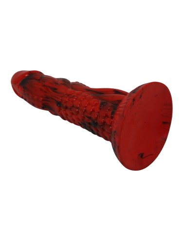 POWER MONSTERS - GODEMICHÉ MINOTAURE FANTASY AVEC VENTOUSE 21 CM Ø 5 CM ROUGE ET NOIR