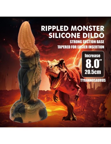 POWER MONSTERS - TYRANNOSAURE BICOLORE FANTASY GODEMICHET EN SILICONE 20,5 CM Ø 5 CM