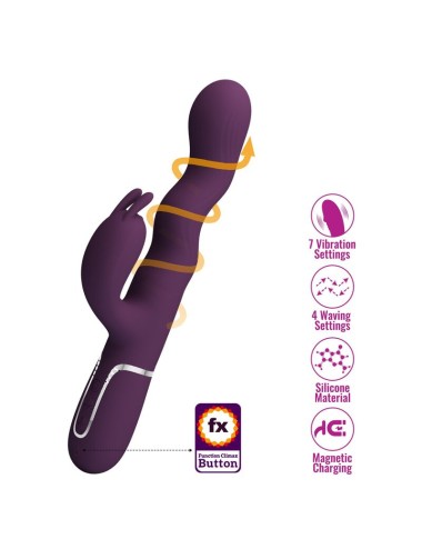 PRETTY LOVE - VIBRATEUR LAPIN LOURSEN AVEC MOUVEMENT DE POUSSÉE ET 7 MODES DE VIBRATION RECHARGEABLE PAR USB VIOLET