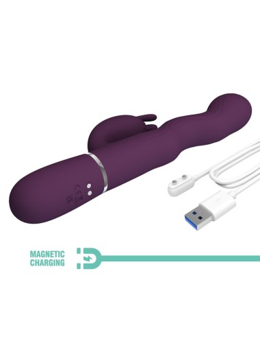 PRETTY LOVE - VIBRATEUR LAPIN LOURSEN AVEC MOUVEMENT DE POUSSÉE ET 7 MODES DE VIBRATION RECHARGEABLE PAR USB VIOLET