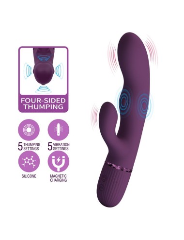 PRETTY LOVE - ZACH VIBRATEUR LAPIN RECHARGEABLE À POUSSER 5+5 FONCTIONS