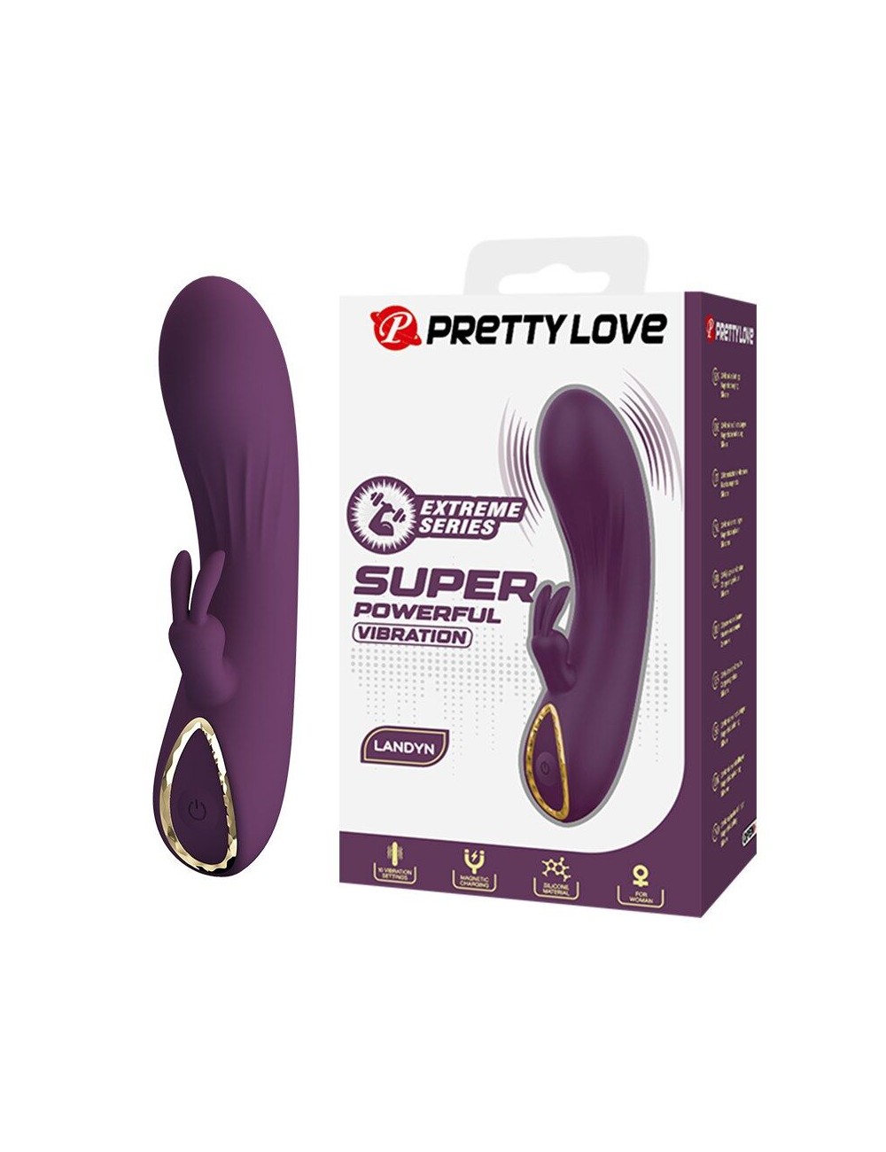 PRETTY LOVE - LANDYN VIBRATEUR LAPIN RECHARGEABLE 10 FONCTIONS VIOLET